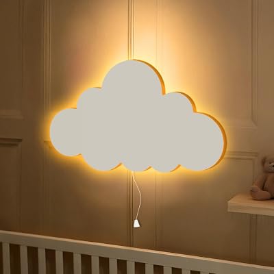 Marco Paul Interiors White Wooden Cloud LED Night Light Battery Powered