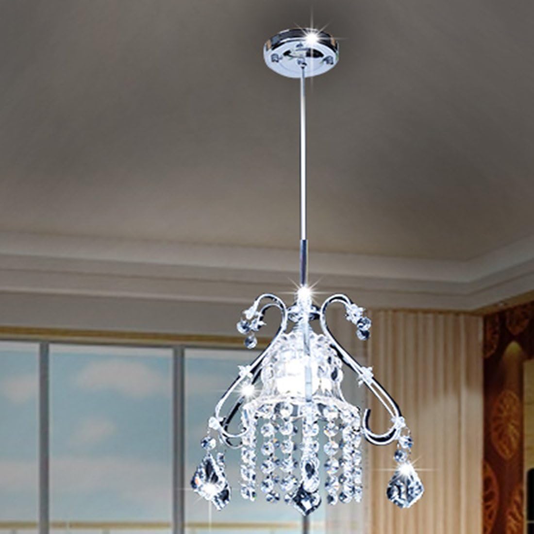 GDNS Chandeliers Wrought Iron Crystal Chandelier Island Pendant Lighting H29.5" W10",Set of 1