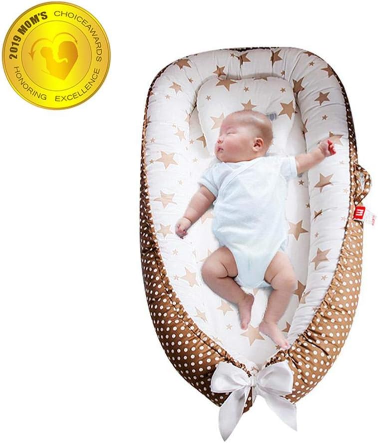 FOONEE Baby Lounger Nest Portable Crib and Bassinet Perfect for Co Sleeping,Super Soft and Breathable Newborn Lounger Cushion Suitable from 0-12 Months - Detachable & Machine Washable