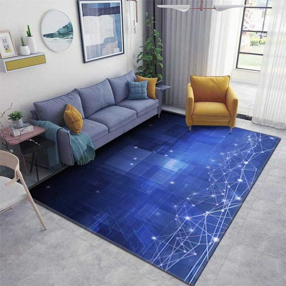 Glowing dot Connecting Network on Blue Abstract Futuristic Technology Area Rugs Glowing dot Connecting Network on Blue Abstract Futuristic Technology Area Rugs