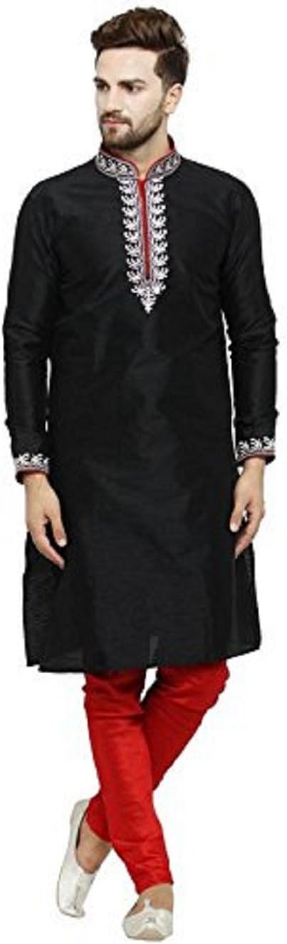 Larwa Men's Silk embroideded Kurta Pyjama Set Special for Festive, Wedding, Party Special for Diwali