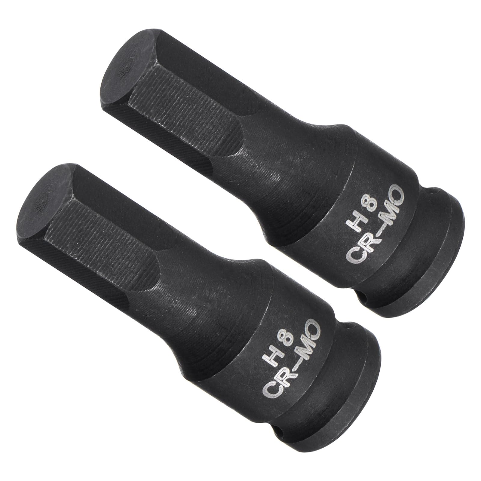 CoCud Impact Hex Bit Socket, 8mm 1/4" Square Drive 35mm Length, CR-MO Chamfer Design Pin Hole Metric Hex Socket - (Applications: for Impact Wrench Home Improvement), 2-Pieces