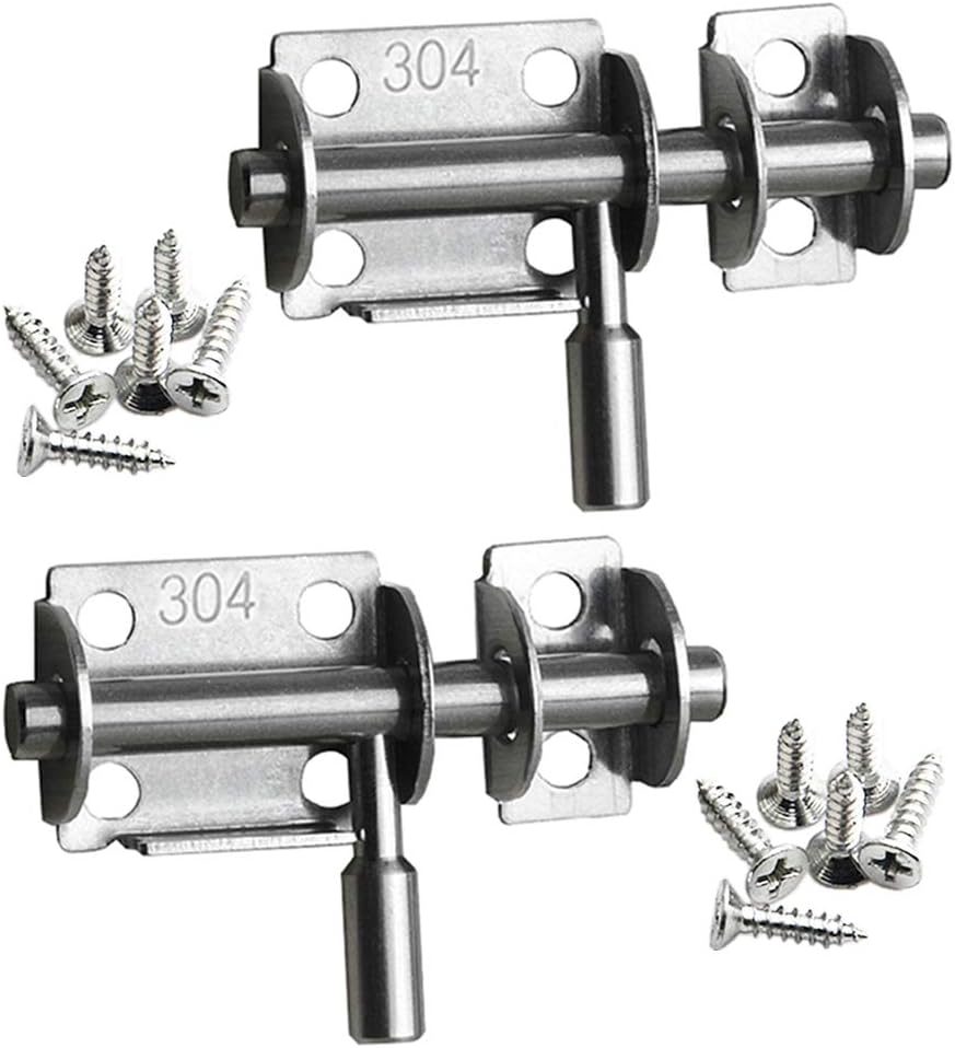 YUOIP® Door Latch Gate Sliding Barrel Bolt Stainless Steel Small Door Lock for Bathroom Loft Window Pet Cage Lock(2.5 in)(2 Pack)