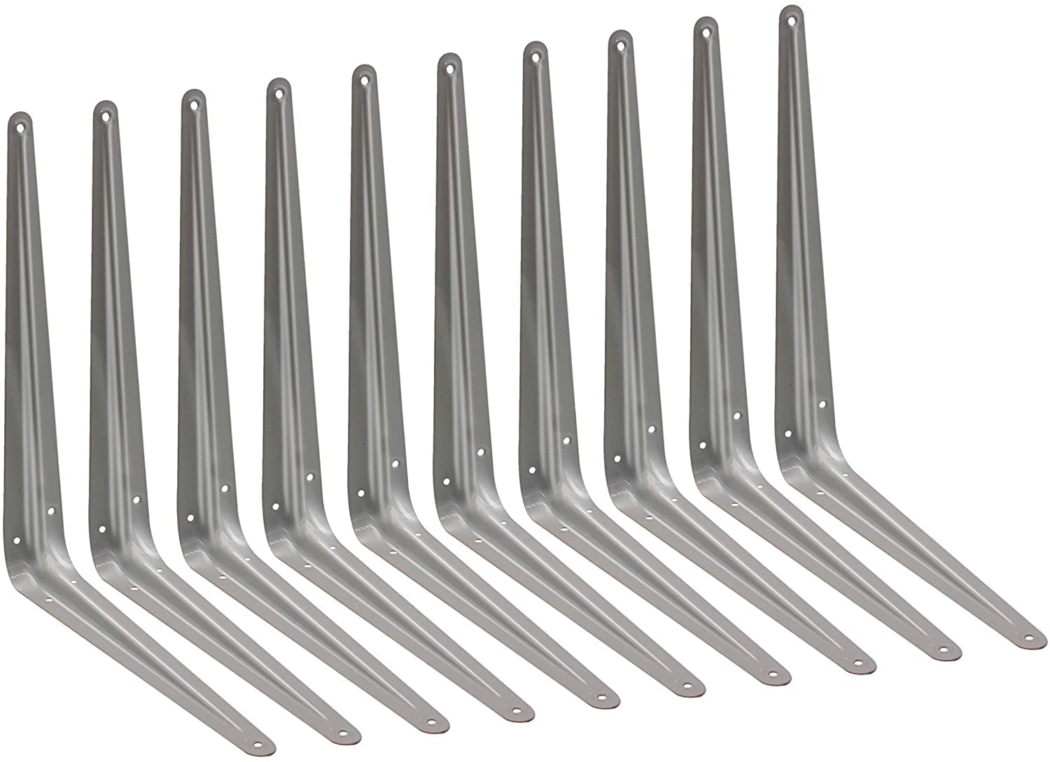 TERF® London Shelf Bracket Grey 225mm X 175mm (9 X 7 inch) Wall Mounted Shelving Support Corner Brackets Book Shelf Bracket Floating Shelve Bracket and Multi Purpose Use - Pack of 10