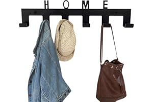 Iswabard Wall Mounted Coat Rack, Black Heavy Duty Metal Coat Hook Hanger, Storage Coat Hanger Wall Mount with 6 Hooks for Entryway to Hang Coats, Jackets, Purses, and Hats(1pc)