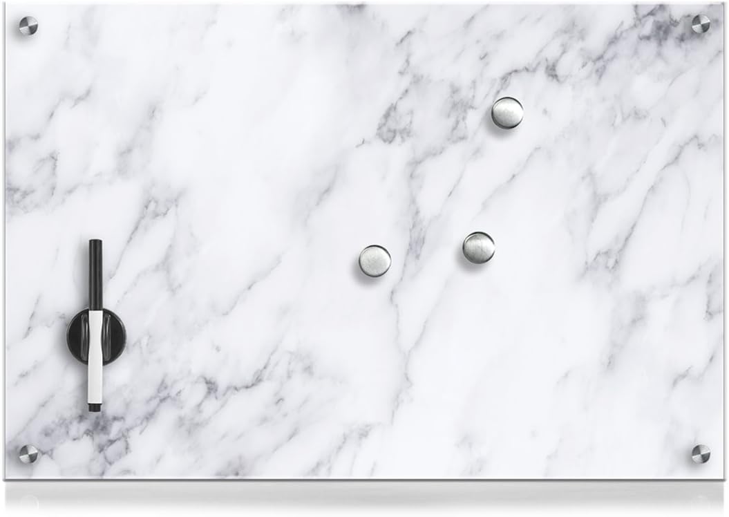Zeller 11672 "Marble Glass Memo Board 60 x 40 x 1 cm White
