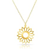 Sunflower Pendant Necklace Cable Chain 925 Sterling Silver Jewelry for Women Floral | Simple & Elegant | 1.5cm | Stylish Packaging for Special Occasions