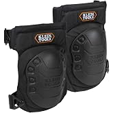 Klein Tools 60344 Knee Pads, Hinged, Black | Hinged Gel Knee Pads with Slip Resistant Rubber Caps, Quick-Release Clips and Adjustable Straps