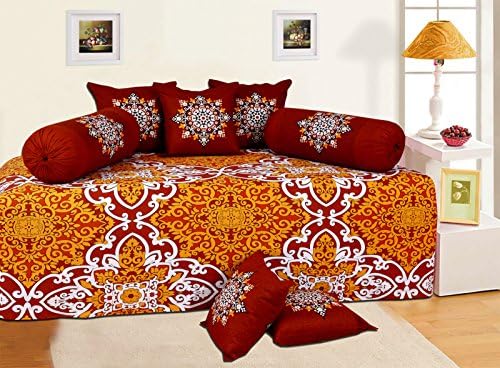 100% Cotton Abstract Single Bed Sheet Set Diwan Bedding Set Of 8 Home Décor Gift