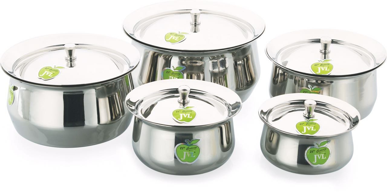 Buy JVL Classic Handi Plain Stainless Steel Handi with Lid 5 Pcs Set