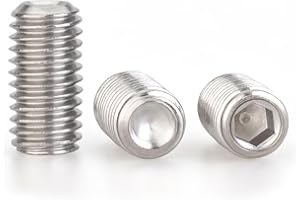 HIRTUOTTER M3 x 7mm 100 Pcs Set Screws, Headless Concave End, Grub Screws with Internal Hex Drive, 304 Stainless Steel, Metric Thread, for Bathroom Fixtures, Towel Racks, Light Fixtures