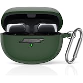 TUDIOW for New Bose Ultra Open Earbuds Case(2024), Green | Silicone Shockproof Protective Cover for Bose Open Ear Wireless Earbuds Accessories with Carabiner