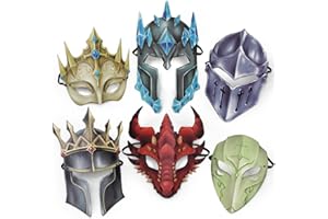 Cheerland Dragon Knight Fantasy Mask Set Medieval Halloween Party Costume Favors Props Elemental Spirit Dress Up King Helmet Warrior Mask Kit Magic Wizard Party Decorations Pack of 12 Cardboard Masks