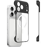 Omio Magnetic Slim Case for iPhone 17 Pro Max Compatible with MagSafe, Clear Matte Ultra-Thin Bumper Frameless Borderless Design with Finger Loop Full Camera Protection for Women Men, Black