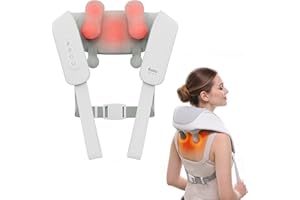 IBREO Cordless Shiatsu Neck and Back Massager with Heat, 10 Mins x 12 Uses, 3 Massage Modes & 2 Intensity Levels, 3D Kneading Deep Tissue for Pain Relief, Voice Prompt & Smart Memory, Relax for Women, Men