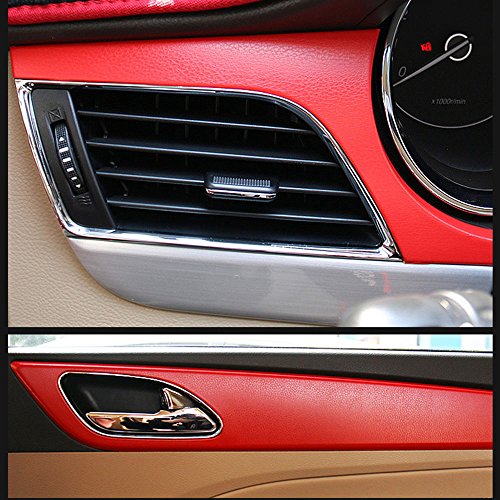 HOHOFILM 1ft x 5ft Grain Red Leather Vinyl Wrap Paper for Car Automobile Interior Exterior Protection