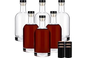 Liengoron Wine Bottles 6PCS Glass Bottles 500 ML Glass Bottles with Lids 16 oz Glass Bottles with Cork Empty Wine Bottles with Stopper Empty Clear Wine Bottles for Wine Beverages Beer Water Soda