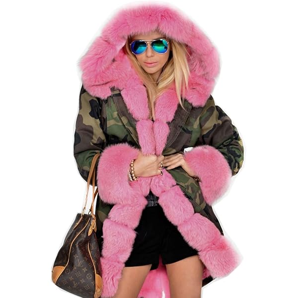 Amazon.com: Aofur Womens Hooded Fur Lined Warm Coats Down Parkas