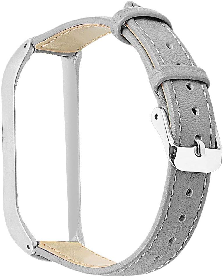 TeaBoy Leather Bands Compatible with Xiaomi Mi Band 4/3, Replacement Sport Slim Leather Accessories Bracelet Wristbands Strap with Protector Case for Mi Band 4