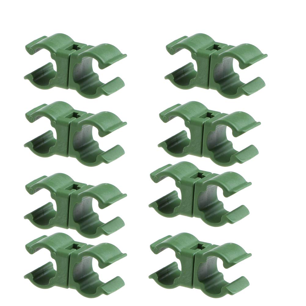 Sanmum 50PCS Garden Trellis Plant Connector Clips, Rotatable Rod Connector, Green Universal Clips for 16mm Rod