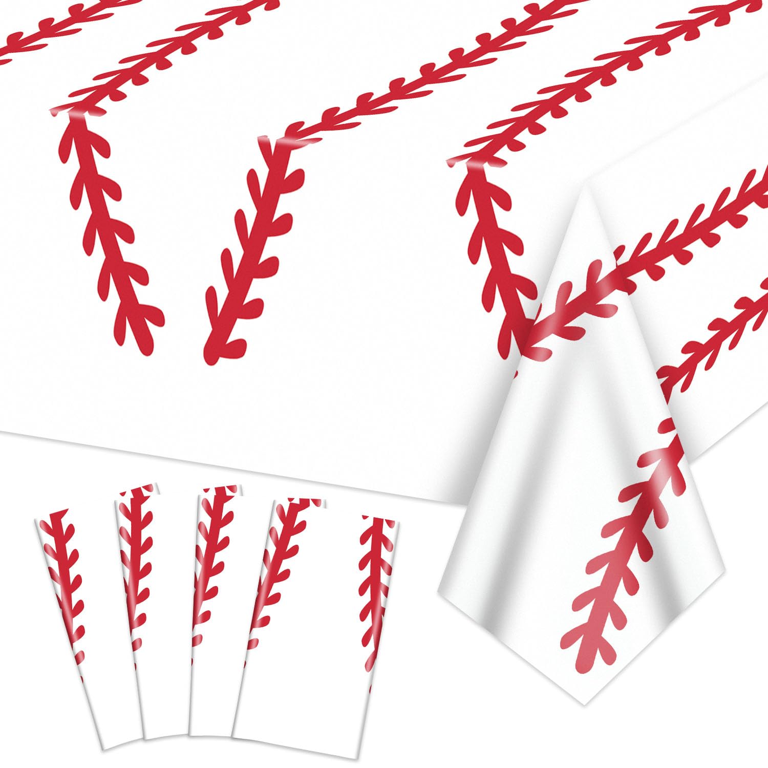 Photo 1 of **ONLY ONE TABLECLOTHHegbolke 4 Pack Baseball Tablecloths - Baseball Party Table Cover Rectangular Baseball Pattern Table Cloth for Kids Sports Baseball Birthday Party Supplies, 86.6" x 51.2"