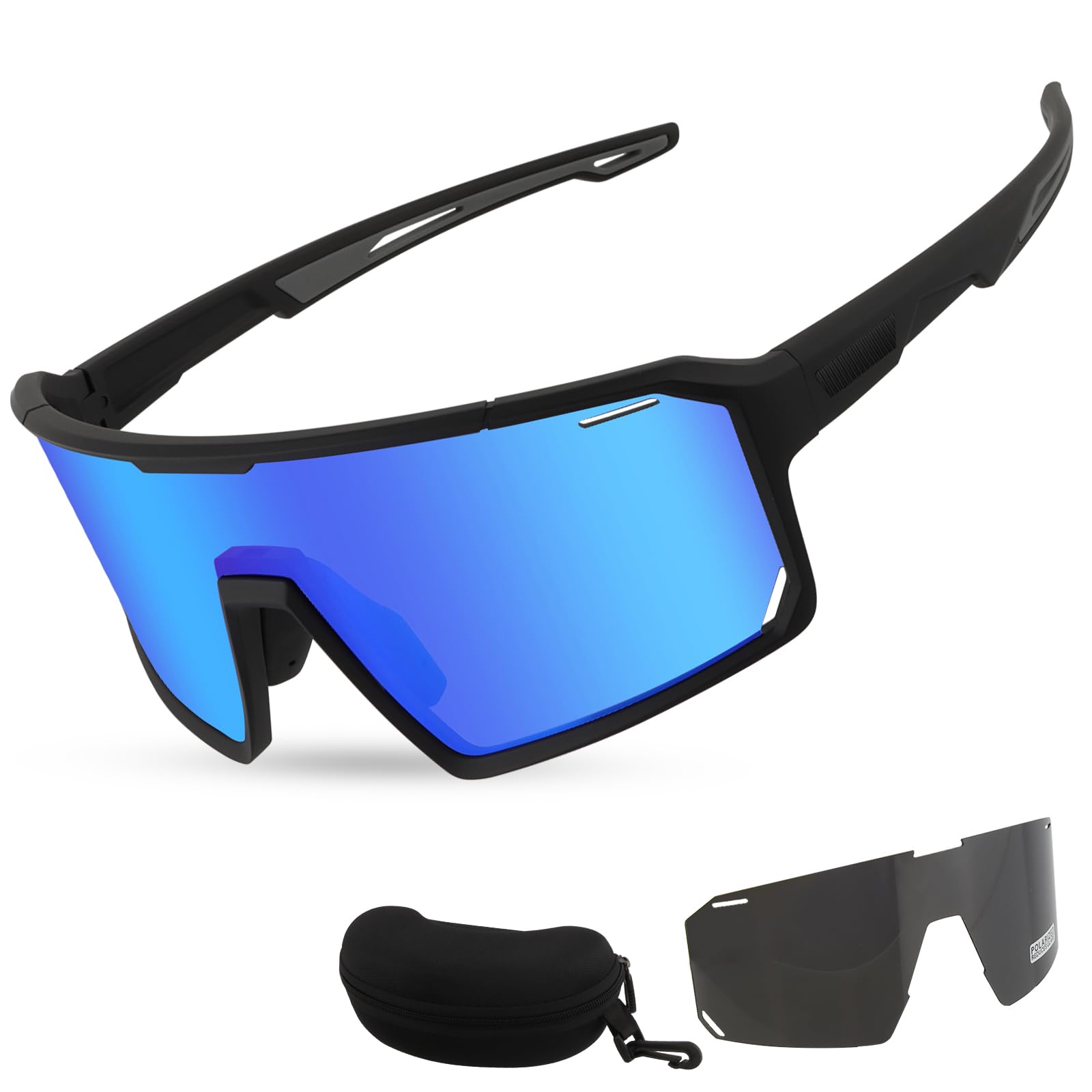 FOCUHUNTER Sports Glasses for Men Women, Cycling Eyewear for Baseball Running Cycling Glasses 3 Lenses