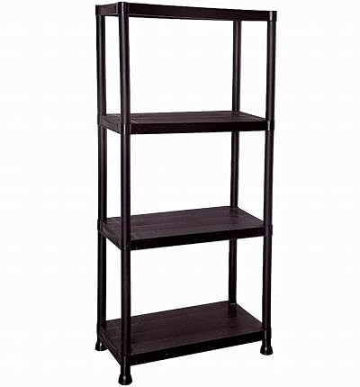 Taylor & Brown 4 Tier Heavy Duty Black Plastic Garage Storage Shelving 60cm Wide