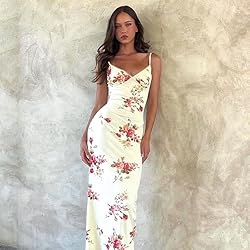 ABINGOO Women Vintage Spaghetti Strap Maxi Dress