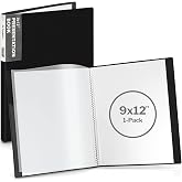 Dunwell 9x12 Presentation Binder, 24 Pockets, Displays 48 Pages, Aqua | Clear Plastic Sleeves, Acid-Free Poly, Fits 9x12 &amp; A4 Documents, Artwork Storage