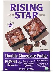Rising Star Organic Double Fudge Chocolate Brownie Mix Organic, 17.8 OZ | USDA Organic, Non-GMO, Kosher, Professional Bakery-