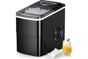 Totnz Countertop Ice Maker Machine, 26lbs in 24Hrs, 9 Ice Cubes Ready in 6 Mins, Auto-Cleaning Portable Ice Maker with Basket and Scoop, for Home/Kitchen/Camping/RV