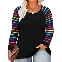 RITERA Plus Size Women's Tops - Raglan Long Sleeve Crewneck Or V-Neck Blouse, Casual Fall Winter Tunic XL-5XL