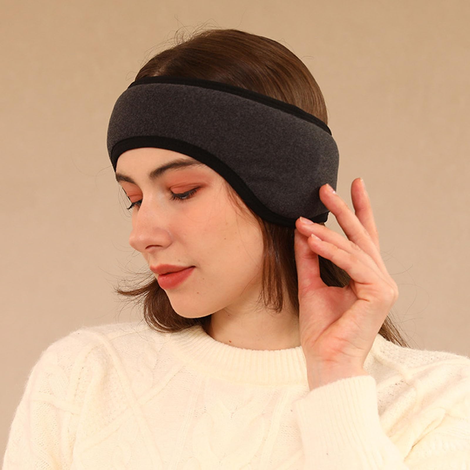 Noise Reduction Ear Muffs, Adjustable Noise Reduction Earmuffs for Sleep, Study, Travel - Comfortable Fit, Cotton Cloth Material (Black)