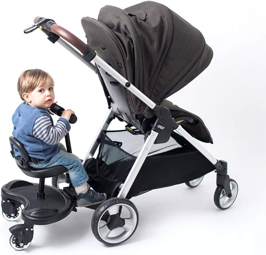 LNLN Buggy Board With Seat, Seat Can Be Moved And Assembled, Scooter With Stand Plate, Ideal For Families With Two Children (Including Manual) (Black)