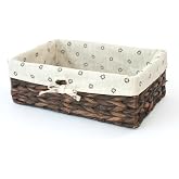 Kingwillow Cute Small Wicker Storage Basket With Lid | cute woven design, for desk, shelf, nursery, locker, remotes, makeup, face towel, card, window sill home organizing