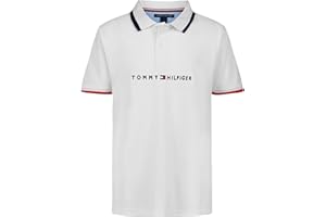 Tommy Hilfiger Boys Short Sleeve Premium Pique Polo Shirt, Button Closure, Soft & Comfortable