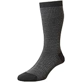 Pantherella Mens Highbury Mid Calf Merino Wool Houndstooth Dress Socks
