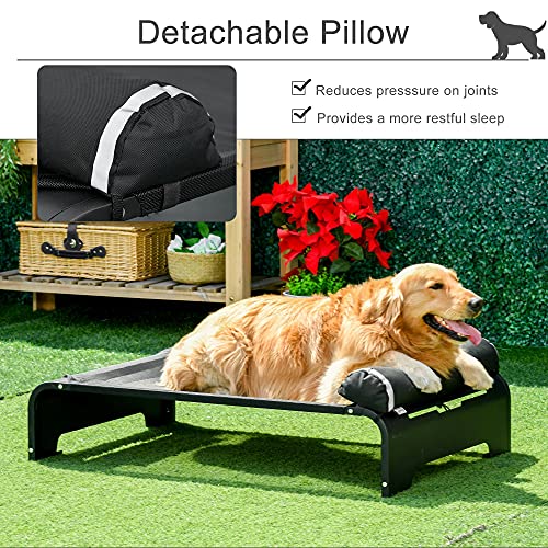 PawHut Elevated Dog Bed w/ Removable Pillow, Raised Pet Bed w/ Steel Frame & Breathable Mesh