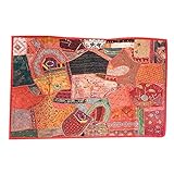 Mogul Indian Tapestry Embroidered Handmade Patchwork Wall Hanging India Home Decor 60x40