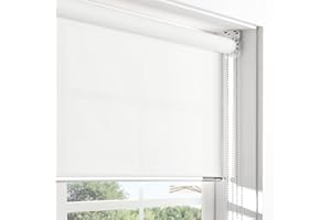 LINKCOO 50% Blackout Roller Window Shades, Room Darkening Window Blinds with Thermal Insulated Fabric, Roll Pull Down Shades for Home and Office, White, Width 35", Max Drop Height 72"