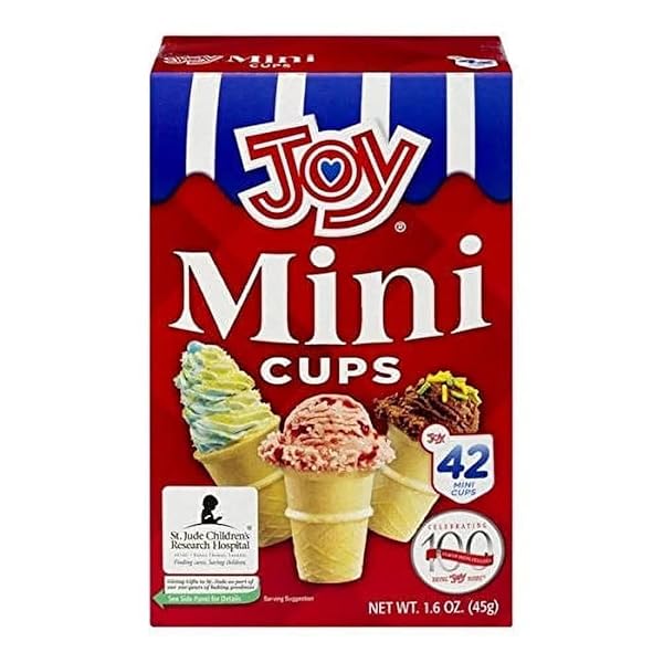 JOY MINI CUPS MINIATURE ICE CREAM CONES FOR KIDS, DESSERTS, CUPCAKE CONES, CAKE POPS 42 COUNT (1 BOX/42 CONES)
