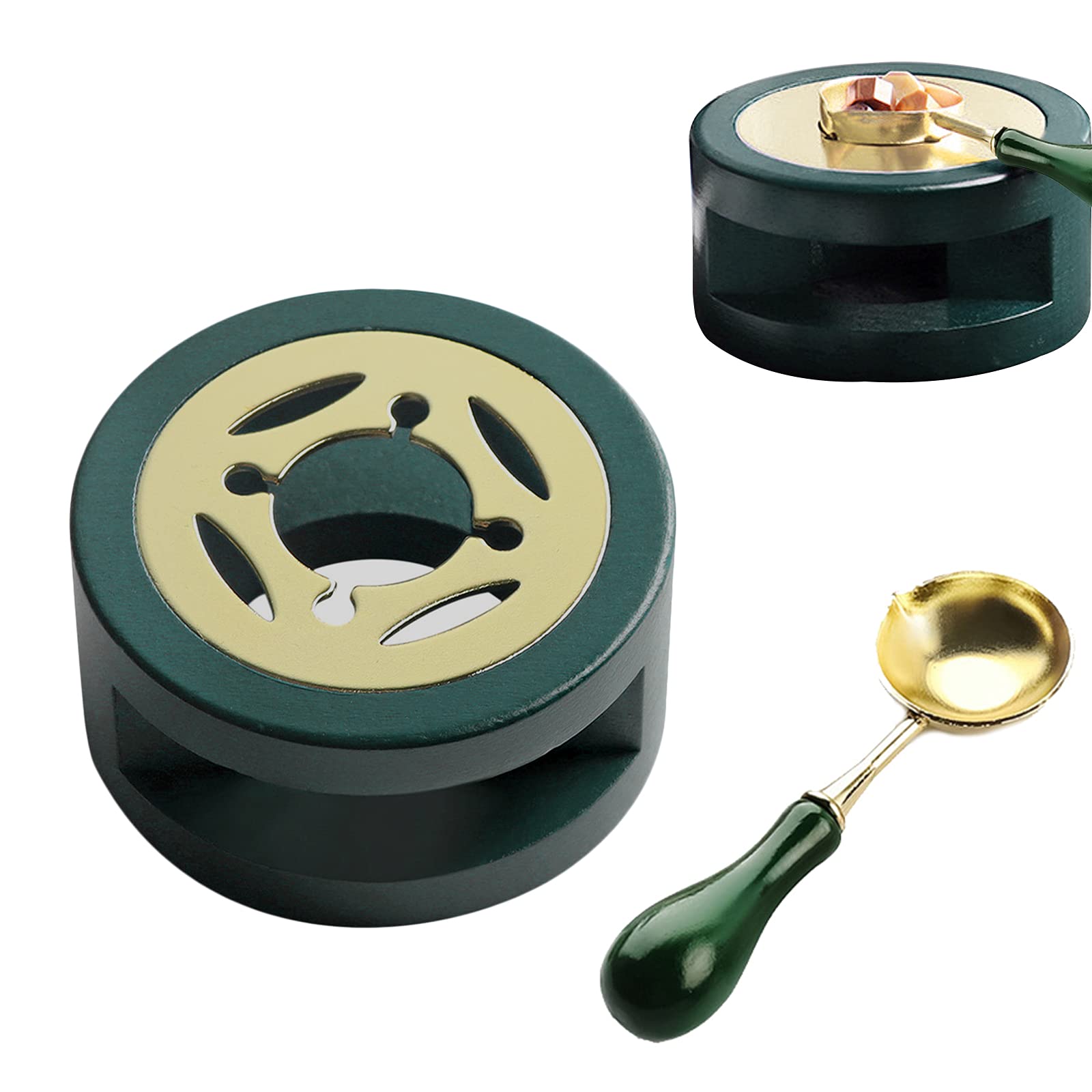 Dzmuero Seal Stamp Kit, Beads, Warmer, Melting Furnace Wooden for DIY Arts Crafts Invitation Card Making 2 Pcs