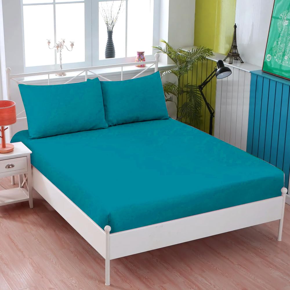KHIM® 100% Soft Brushed Cotton Flannelette | 10Inch/25CM Deep Fitted Sheets | Super King - Teal