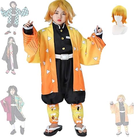 Amazon 送料無料 Blucecos 鬼滅の刃コスプレ 我妻 善逸 あがつま ぜんいつ 子供用 110 150子供服 きめつのやいば子供服 鬼殺隊 衣装 子供 コスプレキット衣装 キッズ Kids Cosplay 誕生日 ハロウイーン パーティー こどもの日 クリスマス 祝日 贈り物 プレゼント発表