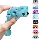 TiTiC 3D Printed Cat Fidget Toys, 3D Printed Animals, 6 Inches Fidget Animal Decor for Stress Relief (Blue)