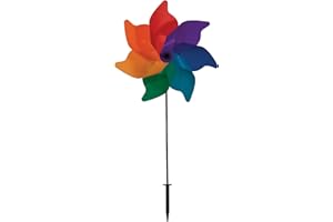 In the Breeze Pinwheel Spinner on Fiberglass Pole, Rainbow Poly Petal Pinwheel, 18-Inches, 2870