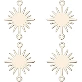 Beebeecraft 1 Box 40Pcs Sun Charms 14K Gold Plated Brass Sun Connector Links Embellishments Pendant for DIY Crafts Bracelets Necklaces Earring Making