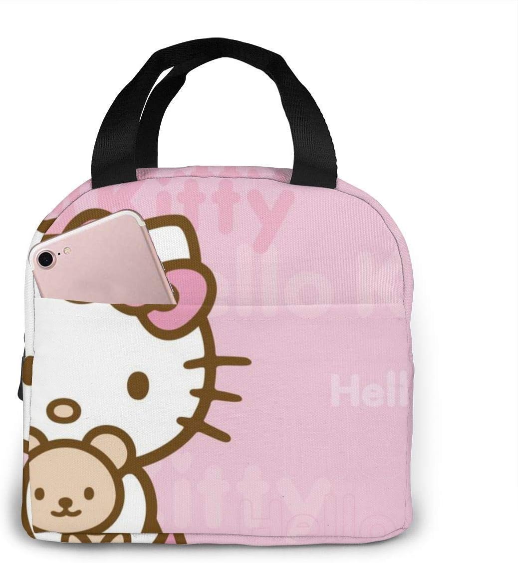 Lunch Bag Tote Hello Kitty Lunchbox Insulated Lunch Cooler Box Meal Prep Containers for Woman Man Kids