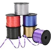 DOVORSY Curling Ribbon-6 Colors Balloon Curling Ribbons Set, 6 * 100 Yards Balloon String for DIY Decor, Gift Wrapping, 10mm Ribbons for Christmas New Year Birthday Gifts Supplies