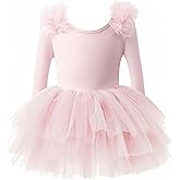 KARETT Toddler Tutu Dress with Long Sleeve Ballerina Dance Outfits Ballet Leotards for Girls 1-7Y